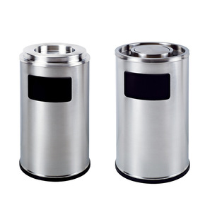 Thùng rác inox tròn có gạt tàn Ø38