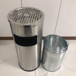 Thùng rác inox tròn có gạt tàn Ø30