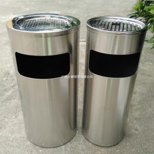 Thùng rác inox tròn có gạt tàn Ø30