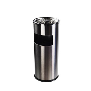 Thùng rác inox tròn có gạt tàn Ø25