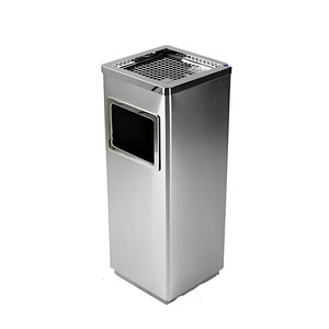 Thùng rác inox vuông có gạt tàn