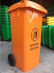 Thùng rác nhựa HDPE 240L màu cam